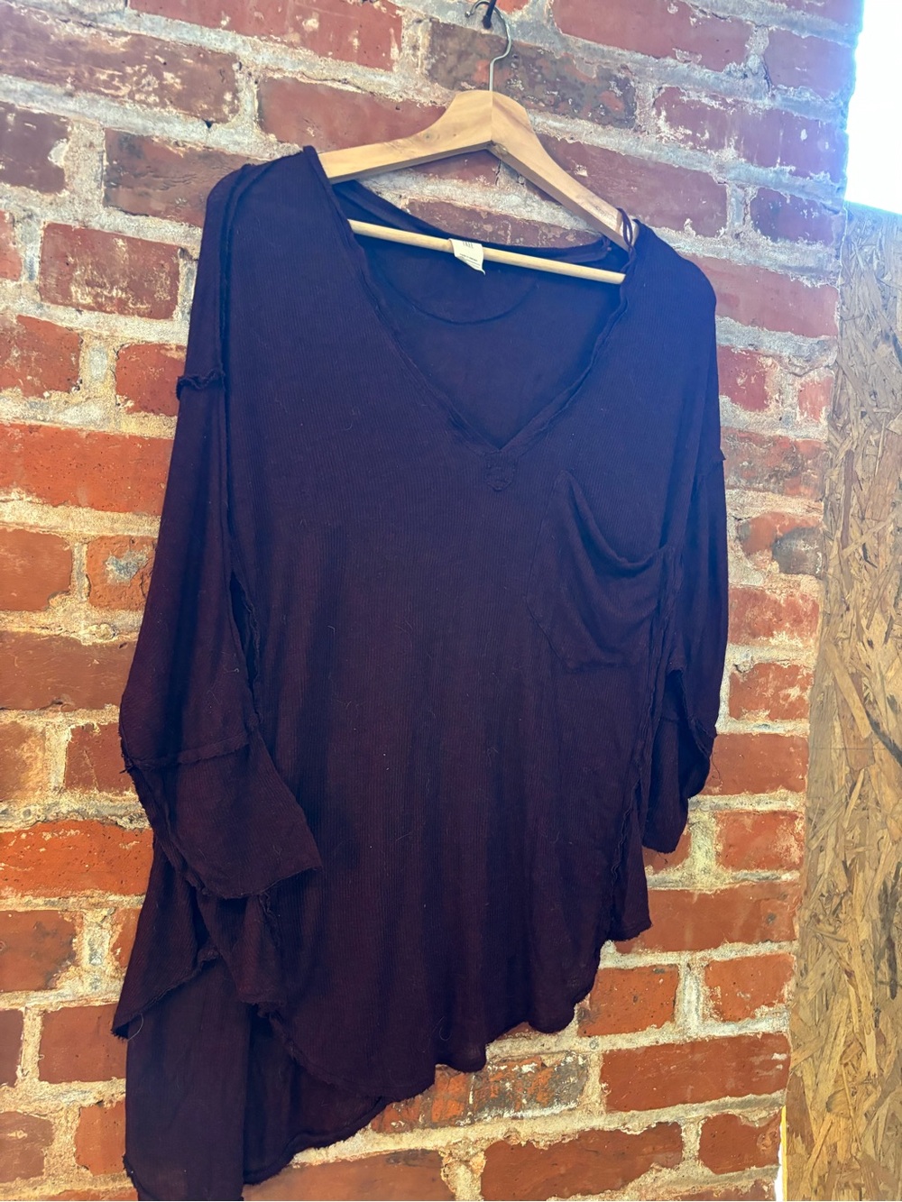 We The Free Deep Burgundy V-Neck Long Sleeve Tunic